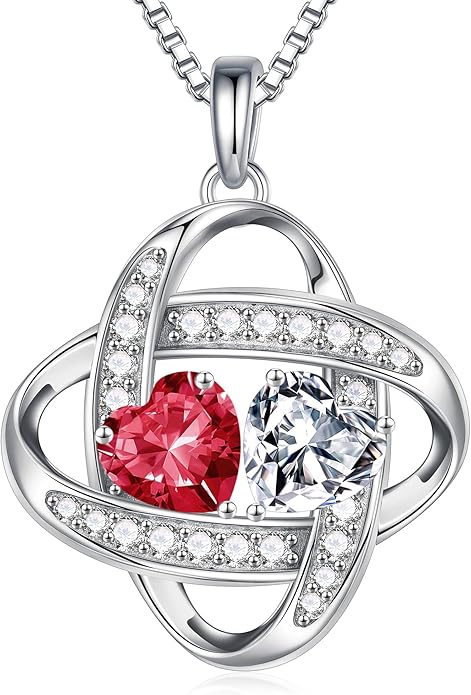 MOOSEA Moissanite Necklace Christmas Gifts for Women - S925 Sterling Silver Love Knot Birthstone Moissanite Necklace 1.2ct D Color VVS1 Clarity, Anniversary Valentines Birthday Gift for Wife Women Her