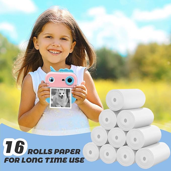 16 Rolls Self-Adhesive Thermal Paper, Glossy Thermal Printer Paper for Mini Portable Printer, 50mm X 4m, Diameter 30mm, Thermal Labels for Most Pocket Printer