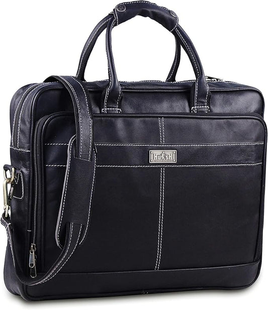 18 Inch Leather Laptop Bag for Computer Bag for Men– Supple Genuine Leather Briefcases for Men W/Padded Laptop Case Leather