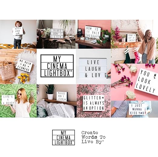 My Cinema Lightbox - Cinema Light Box, 30x23cm - Light Box with 100 Letters and Numbers - Personalised Light Box Sign, DIY Light Box Signs
