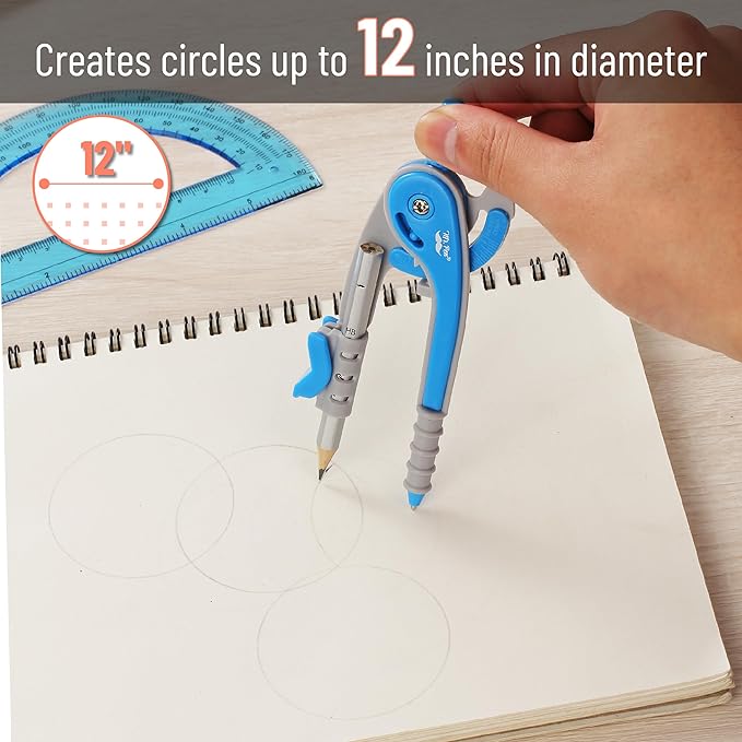 Mr. Pen- Compass and Protractor Set, Blue, Compass Geometry Tool, Protractor and Compass Set, Compass Drawing Tool, Drawing Compass, Protractor Set, Geometry Compass, Math Compass for Geometry