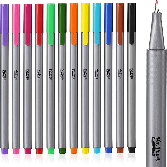 Mr. Pen- Fineliner Pens, 12 Pack, Pens Fine Point, Colored Pens, Bible Journaling Pens, Journals Supplies, School Supplies, Pen Set, Art Pens, Writing Pens, Fine Tip Markers
