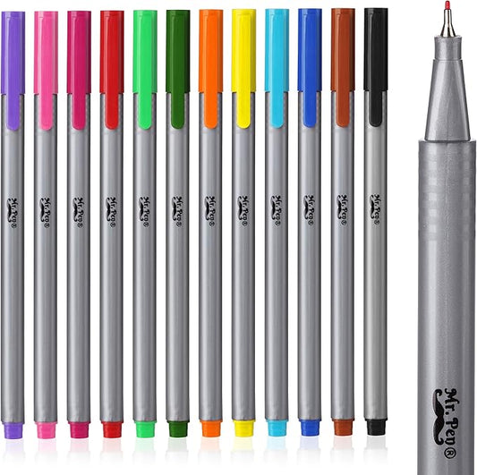 Mr. Pen- Fineliner Pens, 12 Pack, Pens Fine Point, Colored Pens, Bible Journaling Pens, Journals Supplies, School Supplies, Pen Set, Art Pens, Writing Pens, Fine Tip Markers