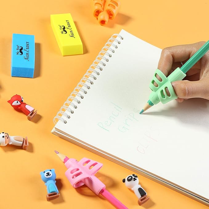 Mr. Pen- Pencil Grips for Kids Handwriting, 20 PCS (10 Finger Grips+10 Clips), Pencil Grips, Pencil Grips for Kids, Pencil Holder For Kids, Pencil Grippers, Finger Grips For Pencils, Pen Grip