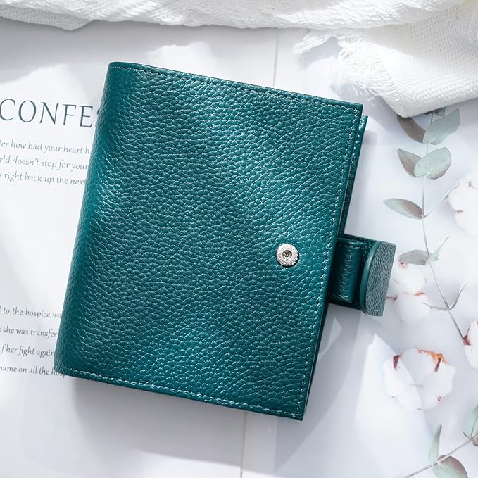 Moterm Pocket Regular Rings Planner - Genuine Leather Binder Organizer (Pebbled-Deep Teal, 19mm Ring)
