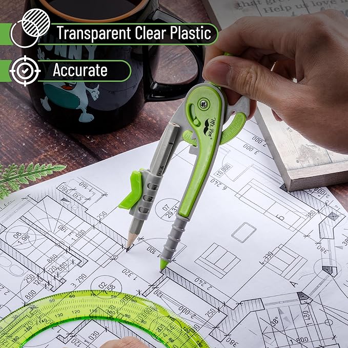 Mr. Pen- Compass and Protractor Set, Geometry Kit, Compass Protractor Set, Protractor, Compass for Geometry, Math Compass, Compass School, Math Compass and Protractor, Geometry Tools Set, Geometry Set