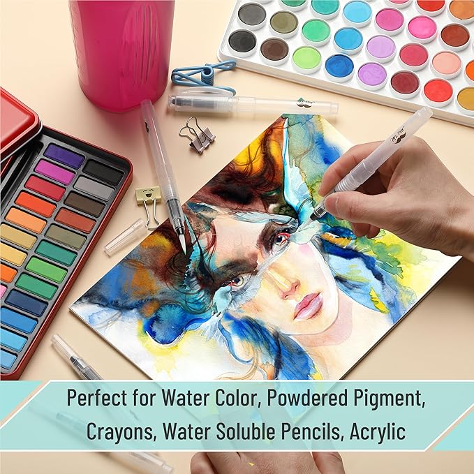 Mr. Pen- Watercolor Brush Pens, 12 pcs, Watercolor Brushes Set, Watercolor Pens for Adults, Water Brush Pen, Water Color Pens, Watercolor Brush Set, Refillable Brush Pen, Water Brushes for Watercolor